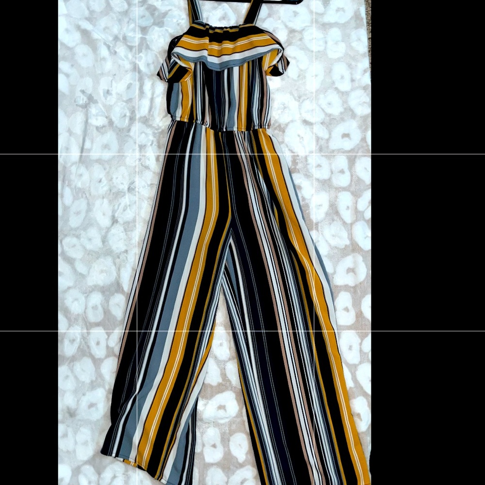 Navy Blue/Yellow/White Romper